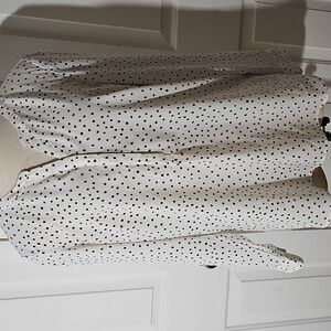 Talbots White W/Black Polkadots. Size Large. Long Sleeves.
